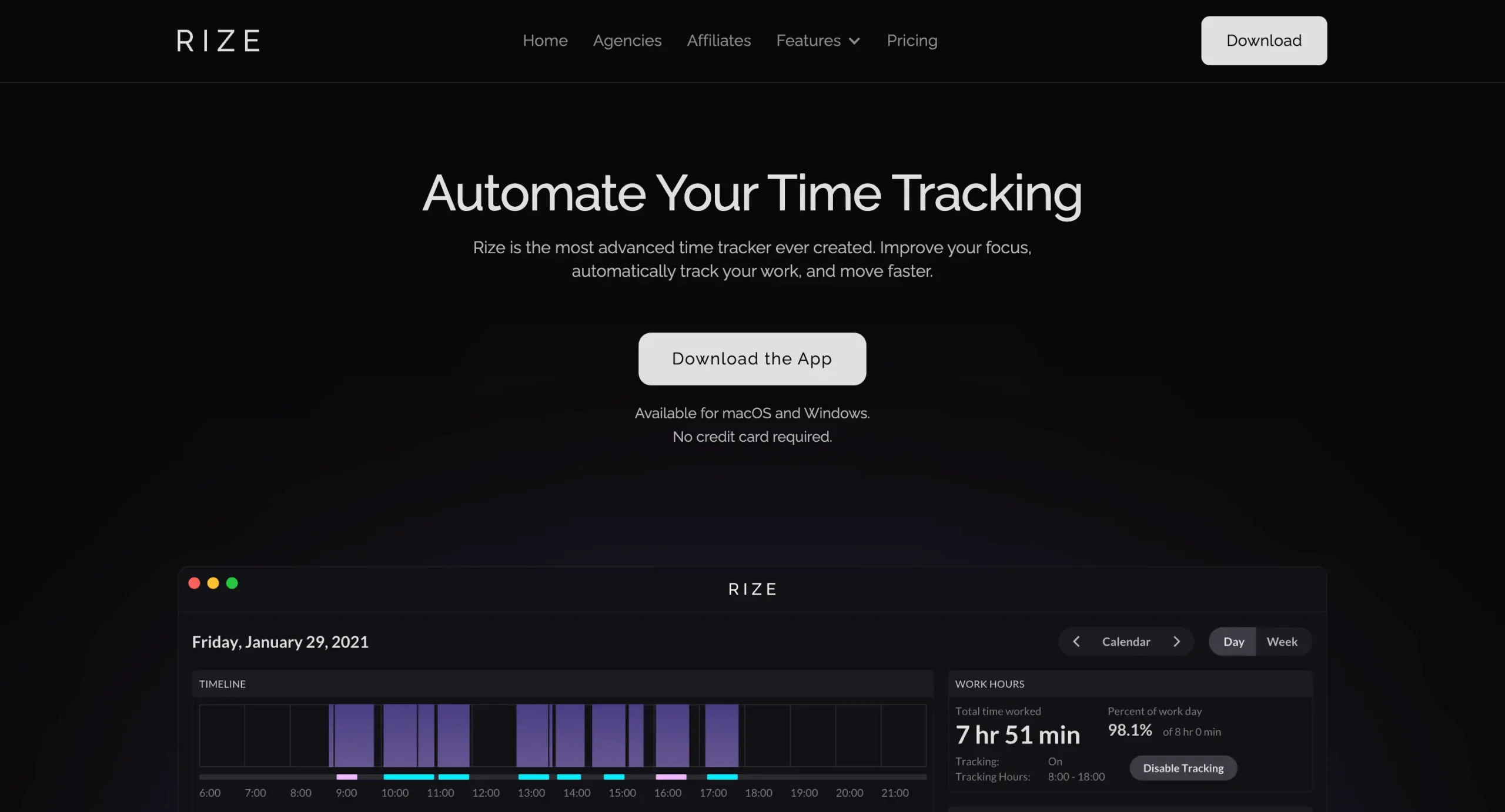 Rize.io new homepage