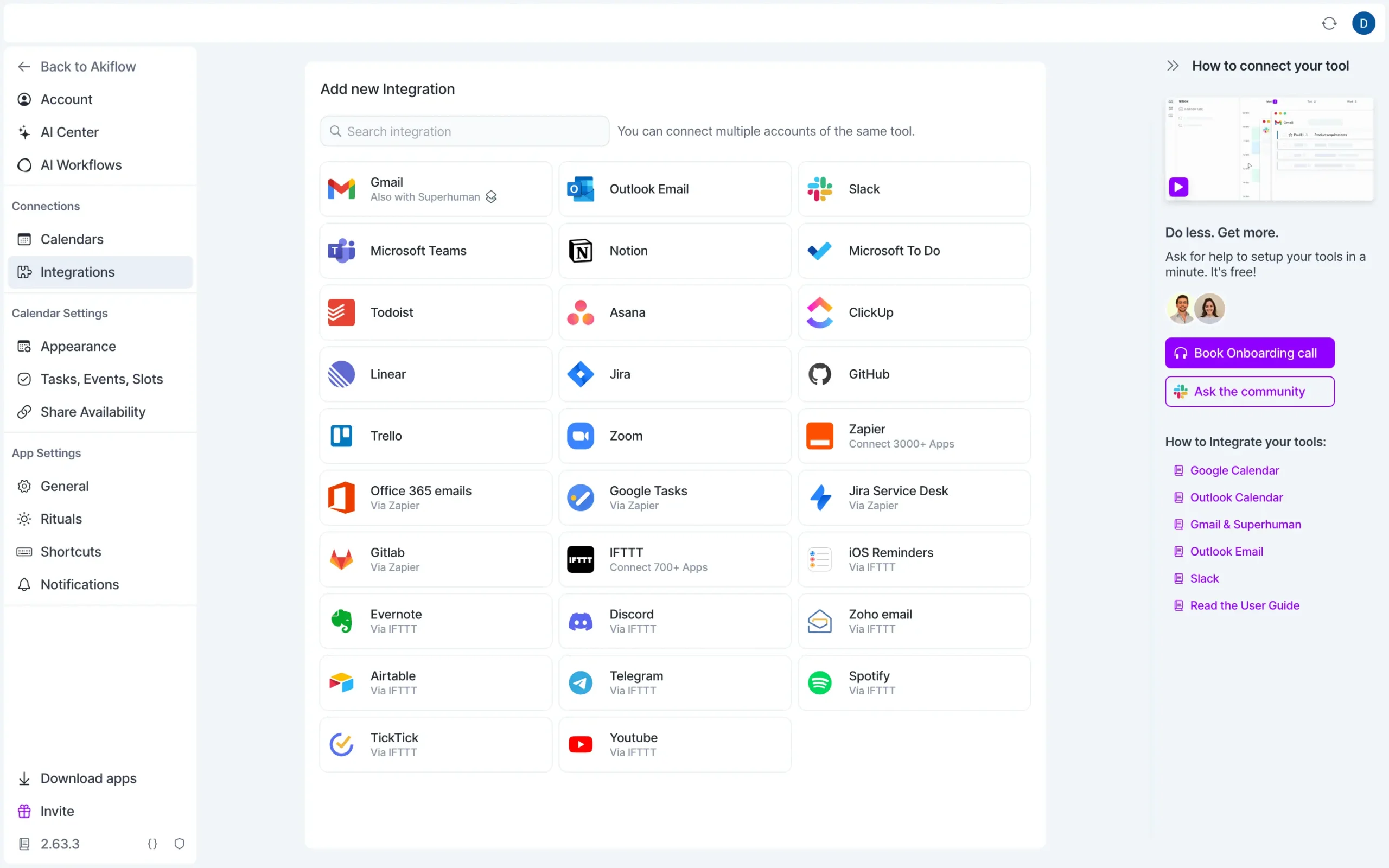 Akiflow integrations