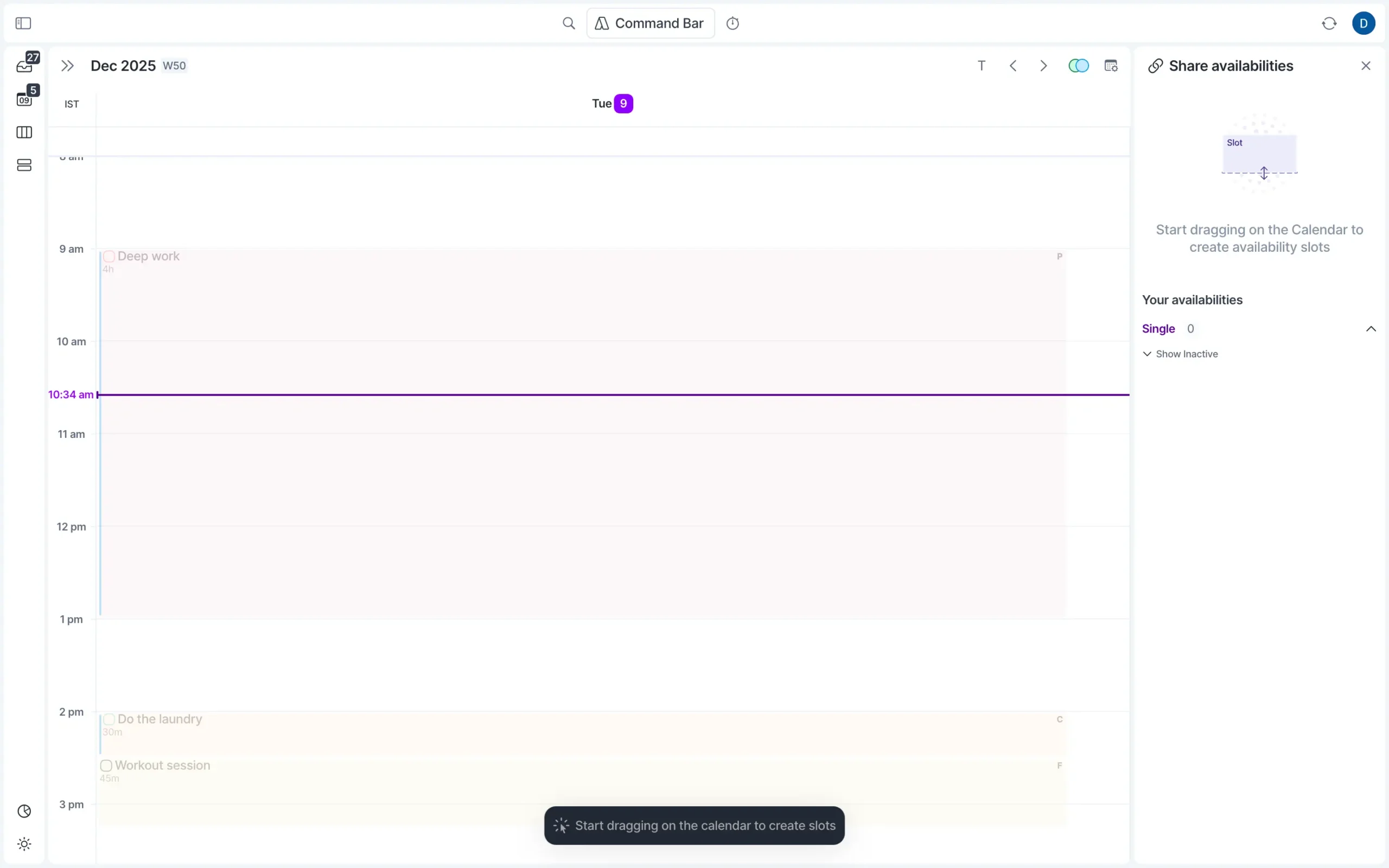Availability sharing in Akiflow