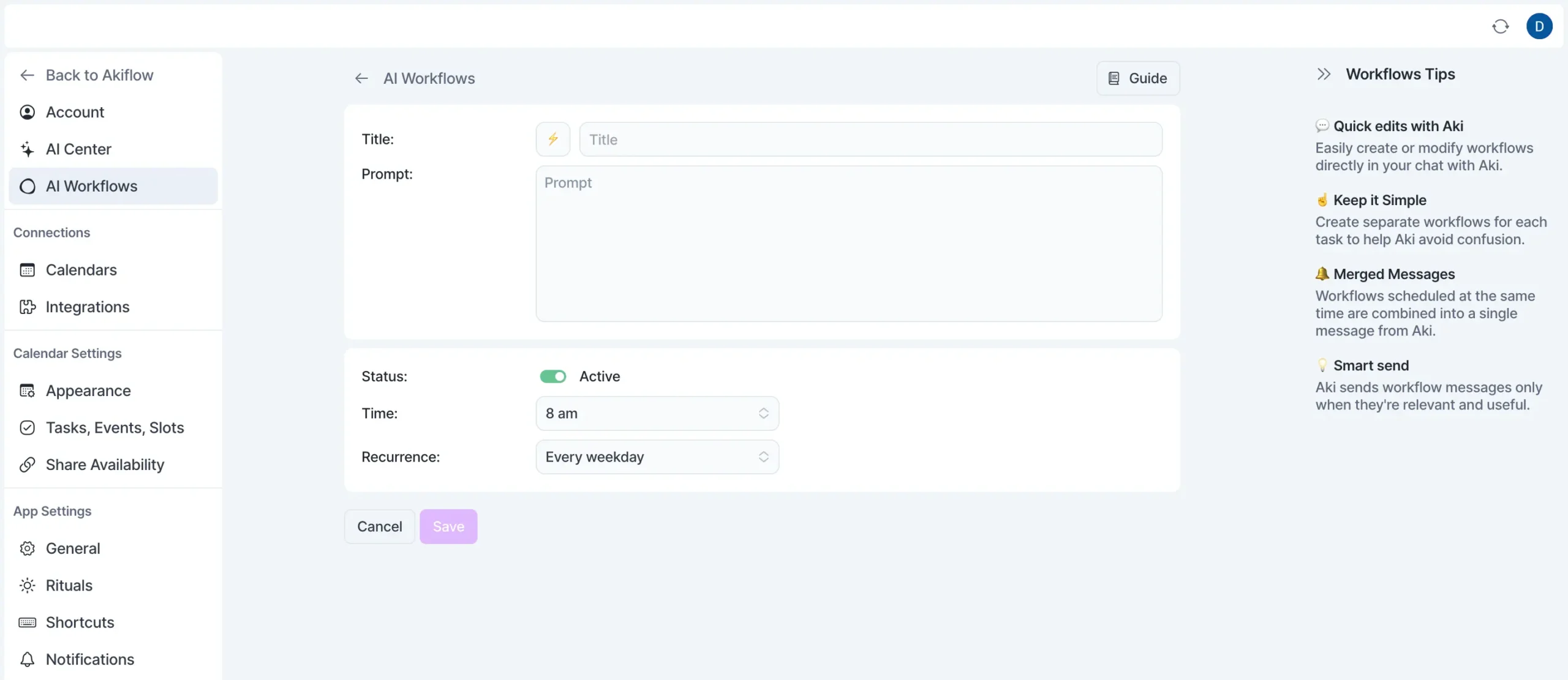 Creating an AI Workflow template in Akiflow