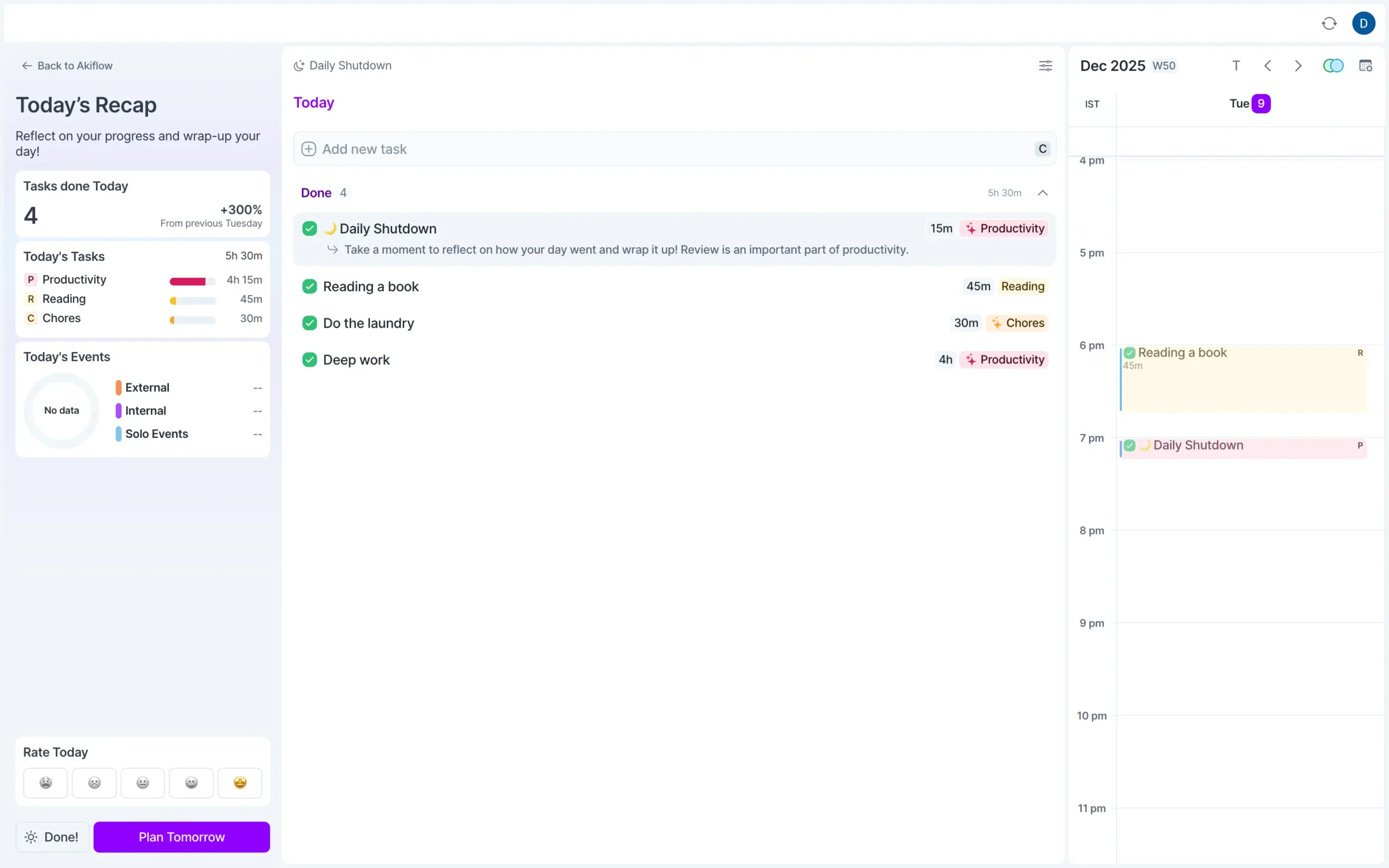 Daily Shutdown in Akiflow