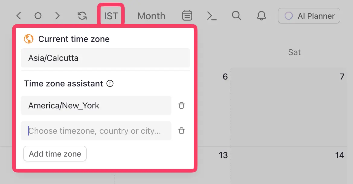 Add multiple timezones in Morgen