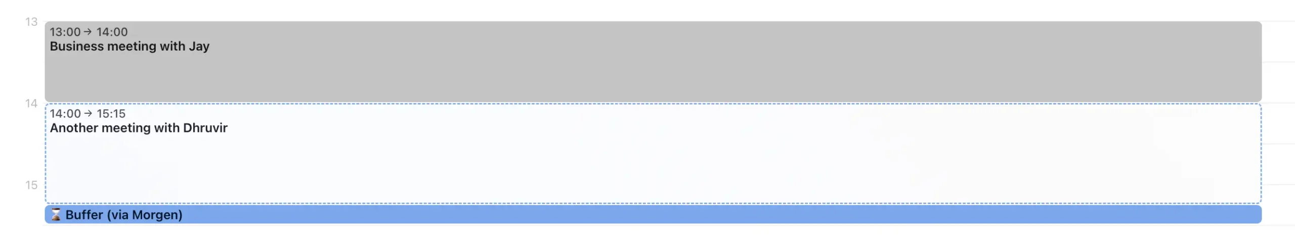 Buffer time automatically created by Morgen