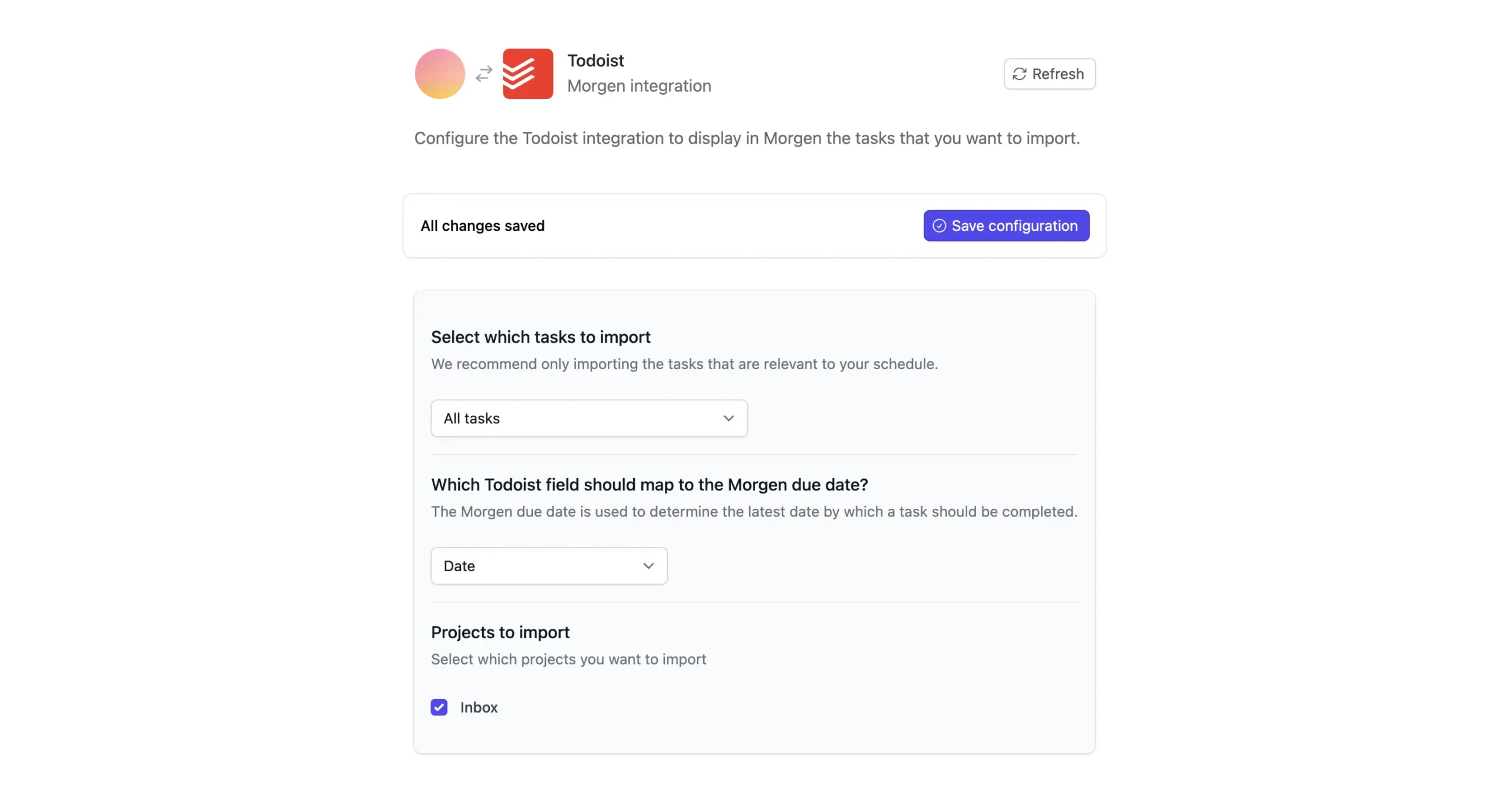 Integrating Todoist in Morgen