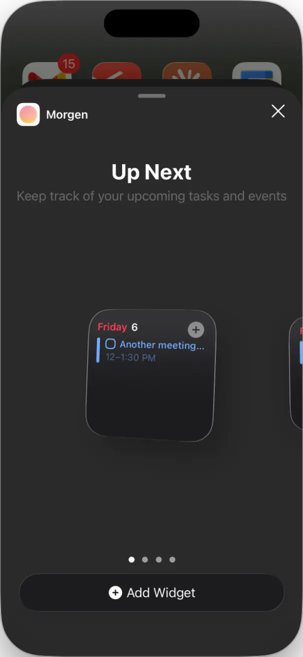 Morgen mobile app iOS widgets