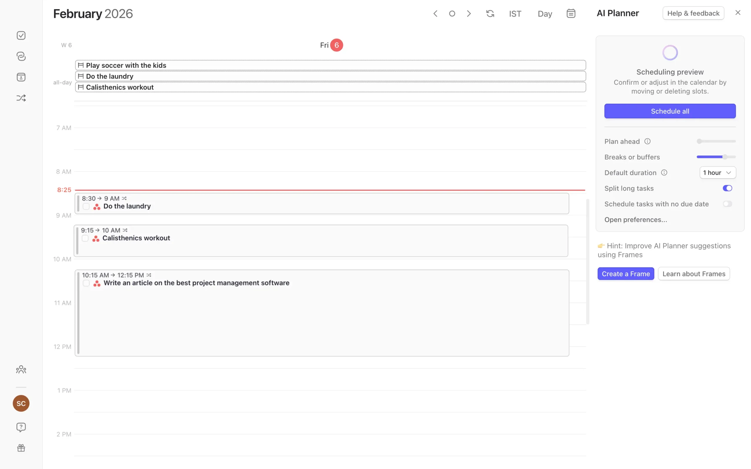 Using Morgen's AI planner