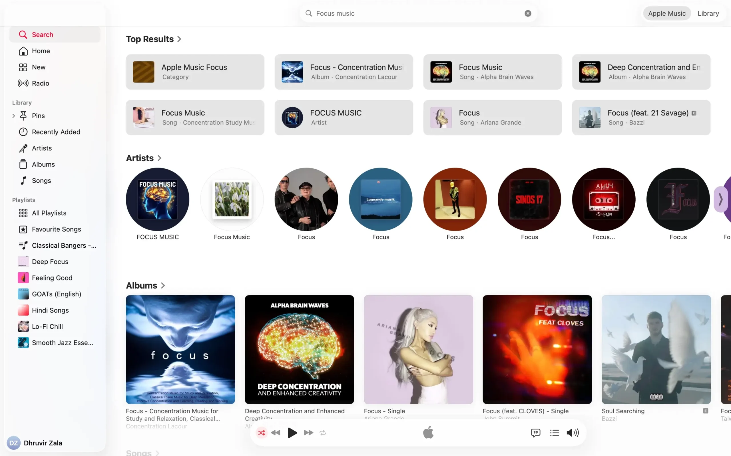 Focus music on Apple Music